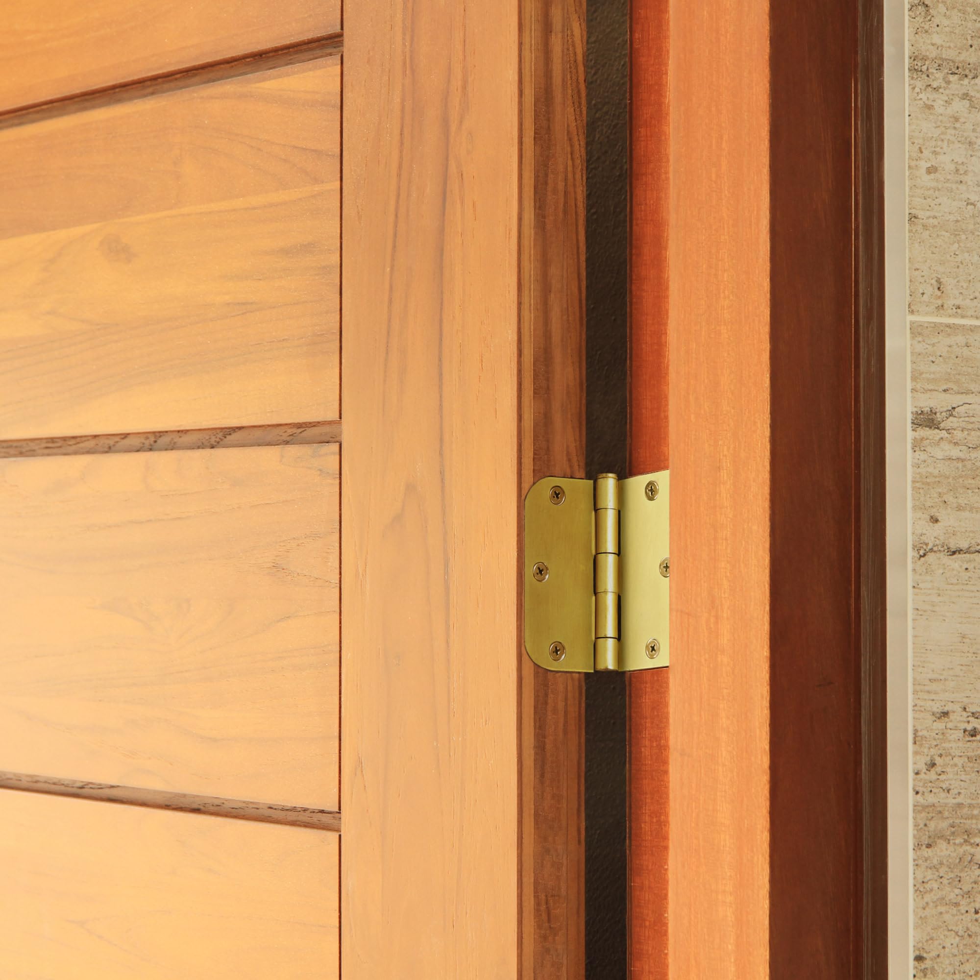 Design House Interior Door Hinges, 3.5 in. x 3.5 in., Rounded, 5/8-in. Radius, Steel, Pre-Lubricated, Door Hardware, Satin Brass, 3-Pack, 181396 - Image 10