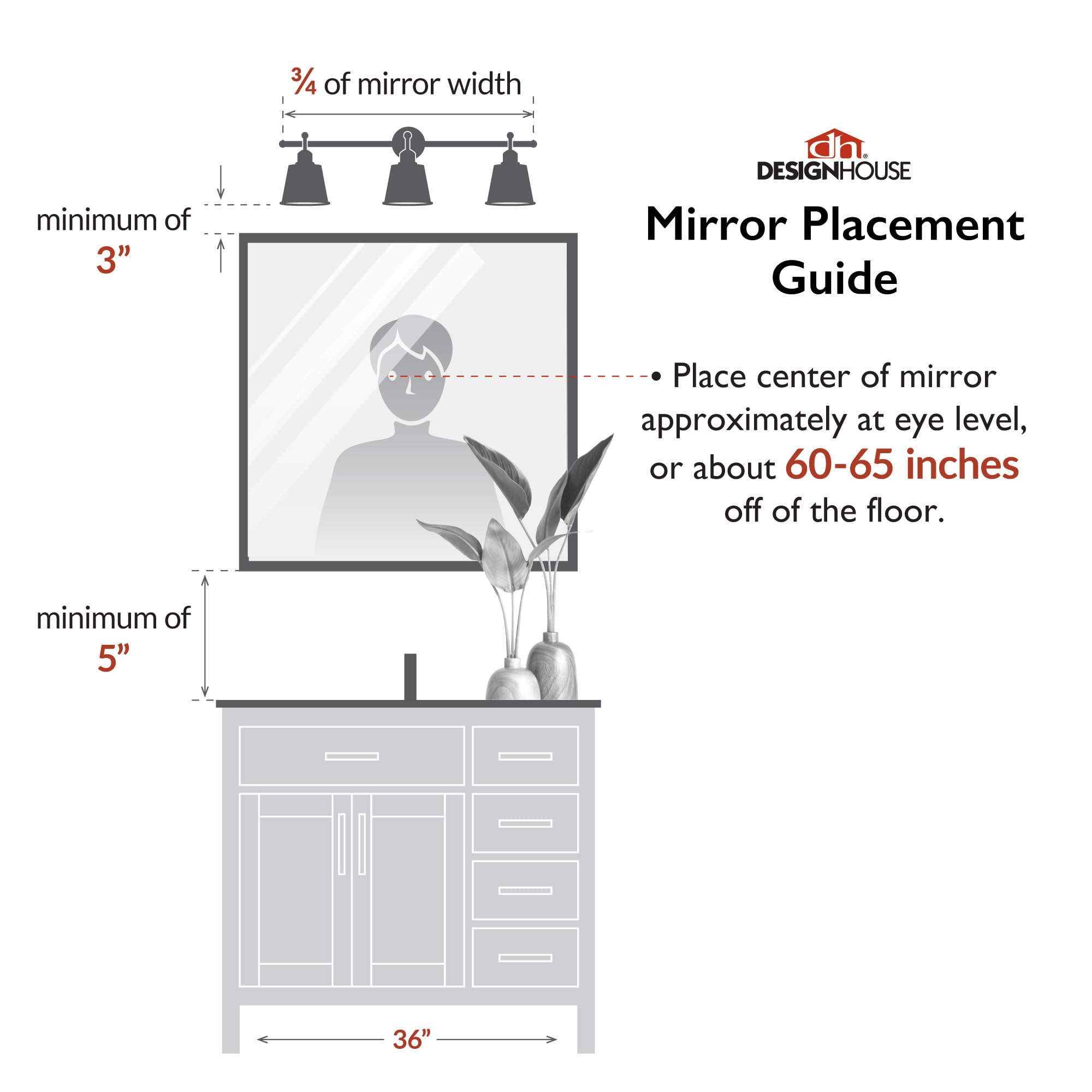 Design House Maeve Arched Wall Accent Mirror, 30" H x 20" L, Modern Metal Framed, Living Room, Bedroom, Bathroom Vanity Mirror, Black, 596528-BLK - Image 9