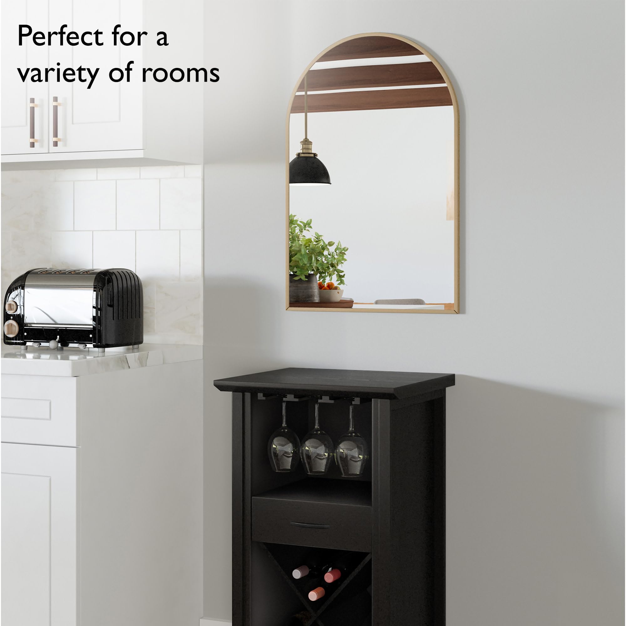 Design House Maeve Arched Wall Accent Mirror, 30" H x 20" L, Modern Metal Framed, Living Room, Bedroom, Bathroom Vanity Mirror, Gold, 596528-GLD - Image 7