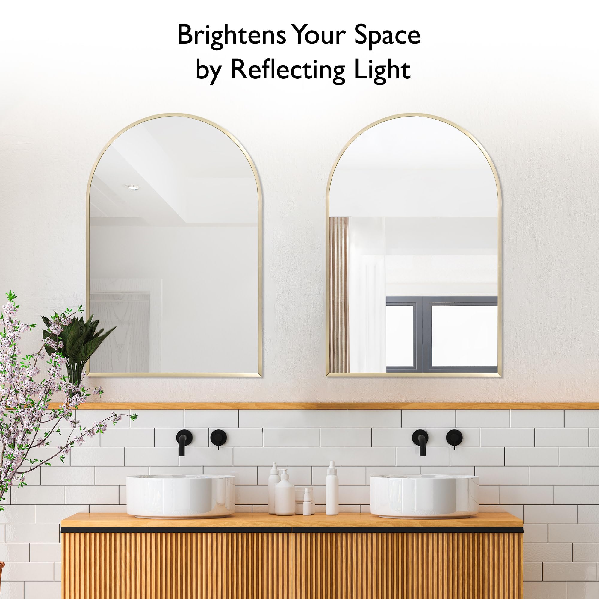 Design House Maeve Arched Wall Accent Mirror, 30" H x 20" L, Modern Metal Framed, Living Room, Bedroom, Bathroom Vanity Mirror, Gold, 596528-GLD - Image 8