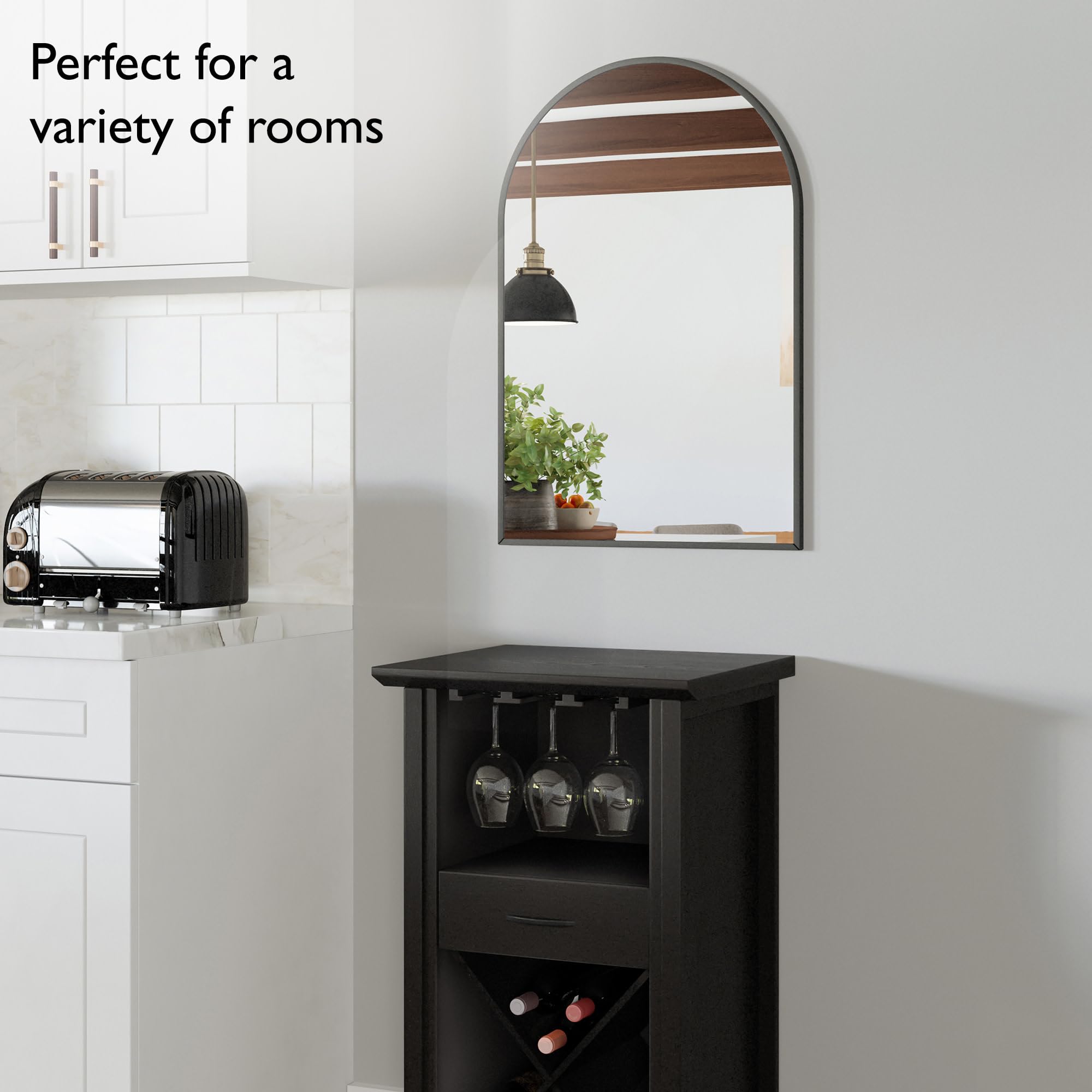 Design House Maeve Arched Wall Accent Mirror, 30" H x 20" L, Modern Metal Framed, Living Room, Bedroom, Bathroom Vanity Mirror, Black, 596528-BLK - Image 7