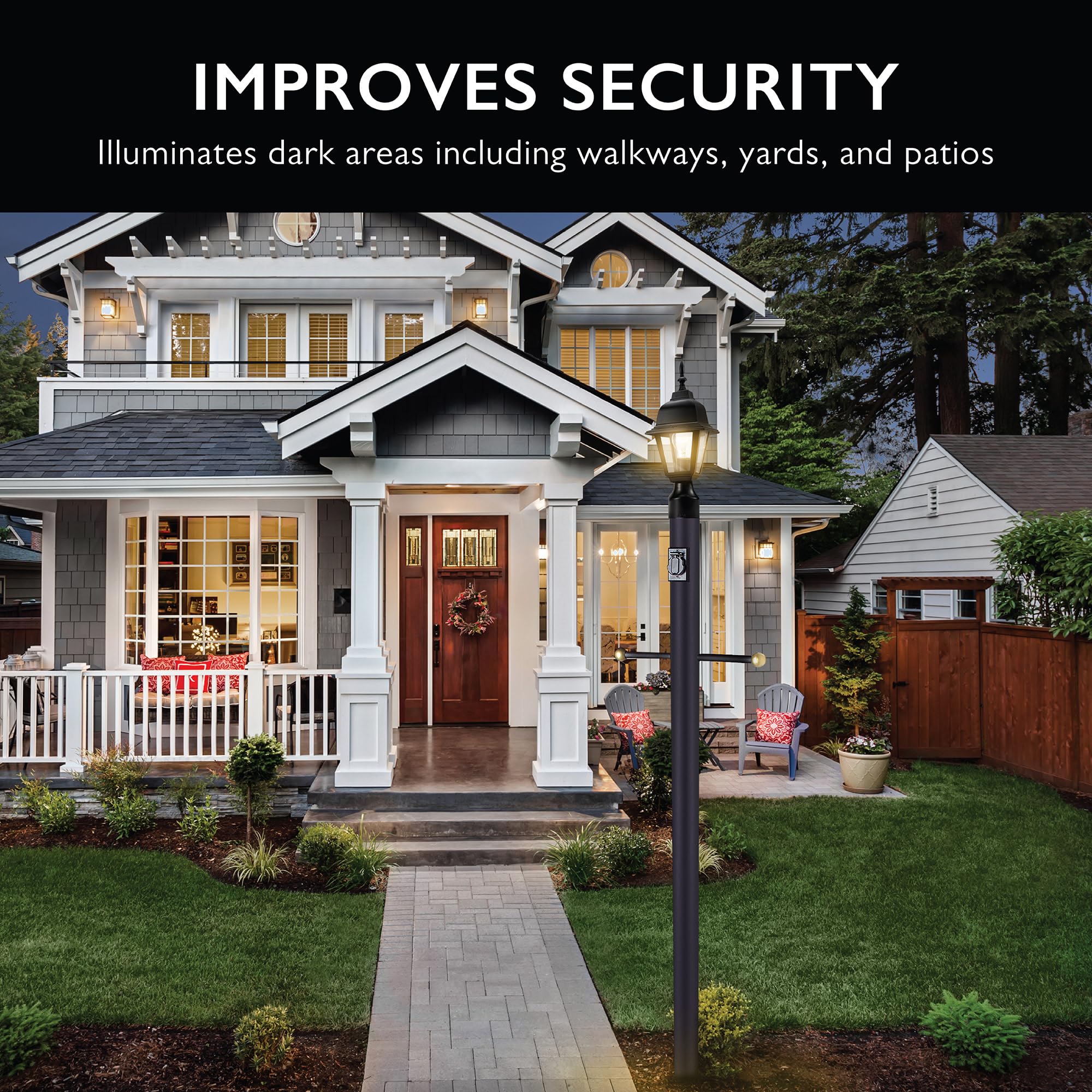 Design House Maple Street Outdoor Post Light with Clear Glass, Wet Rated for Driveway, Patio, and Garden – Design House, 507509 - Image 8