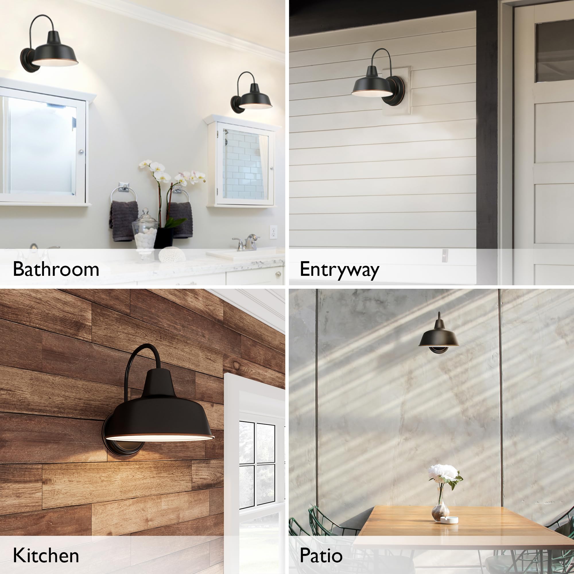 Design House Mason Farmhouse Gooseneck Barn Light, Outdoor Exterior Porch or Patio Wall Light Fixture, Oil Rubbed Bronze, 8 Inch Diameter, 1-Pack, 519504 - Image 10