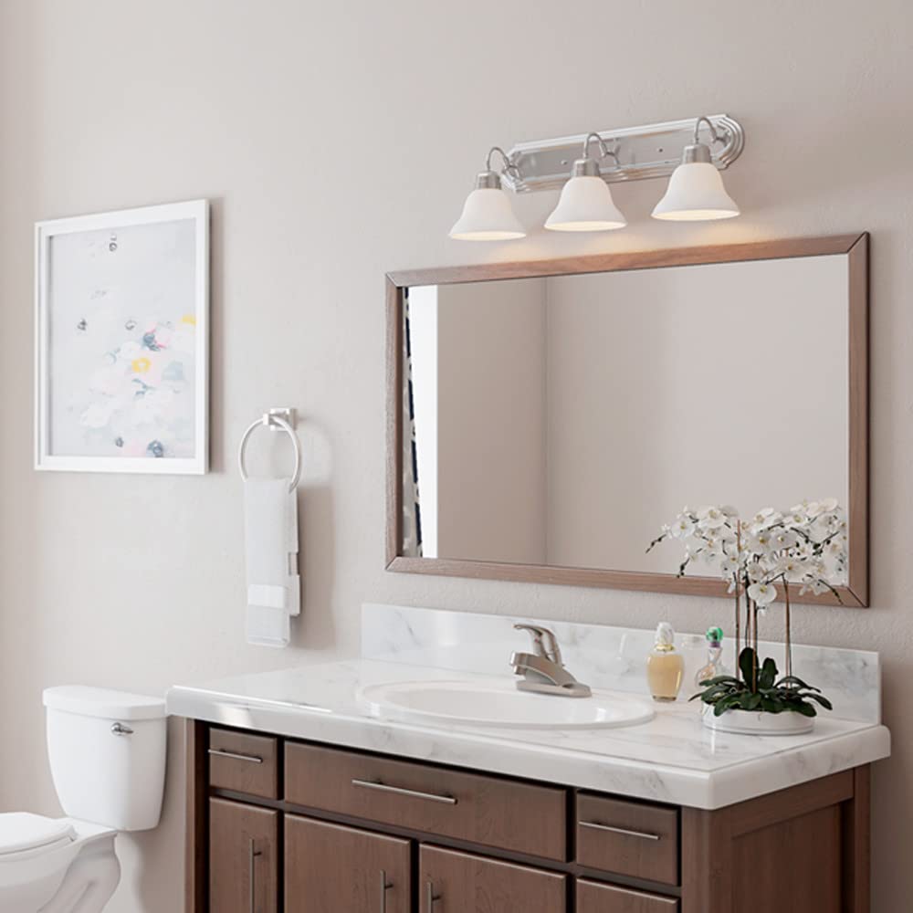 Design House Millbridge 3-Light Vanity Light, Satin Nickel Finish, Frosted Glass Shades, Dimmable, Bathroom Wall Fixture – Design House, 517383 - Image 9