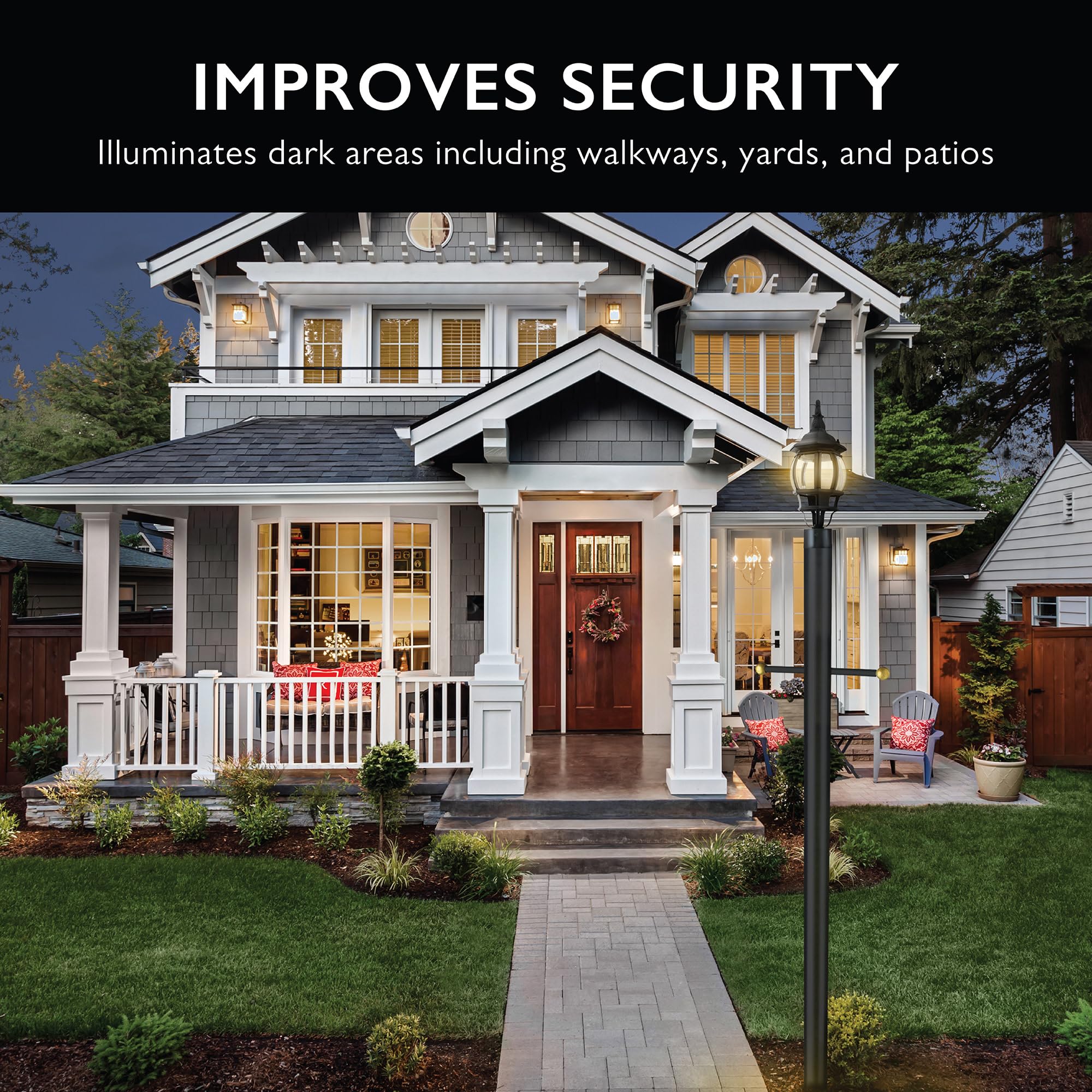 Design House Oakmont Outdoor Lamp Post, Weather-Resistant, Powder-Coated Steel, Easy Installation, Plastic Cross-Arm, Black, 3 In. D x 80 in. H, 501817 - Image 7