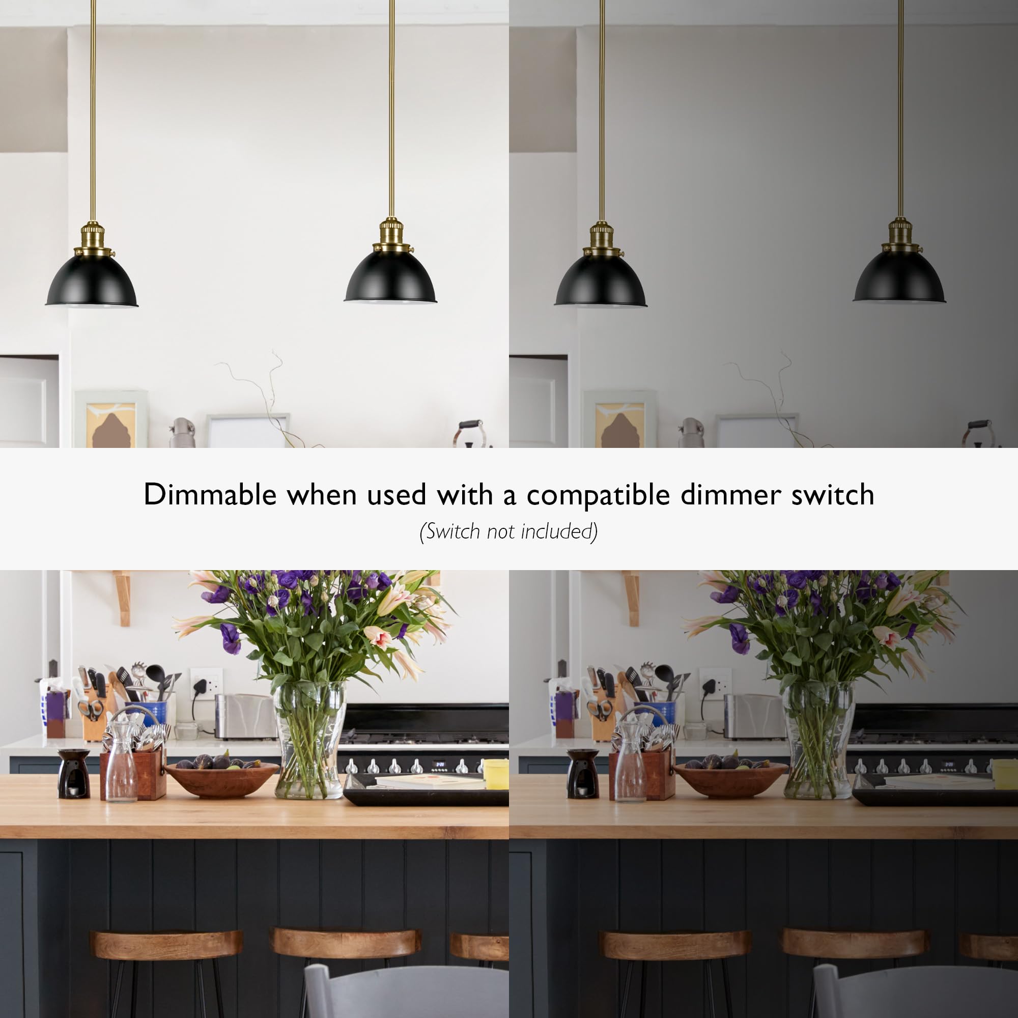 Design House Savannah Rustic Farmhouse Pendant Light, Dimmable, Satin Gold, Matte Black Metal Shade, 8 in x 8 in x 57.63 in, 588327-BGD - Image 4