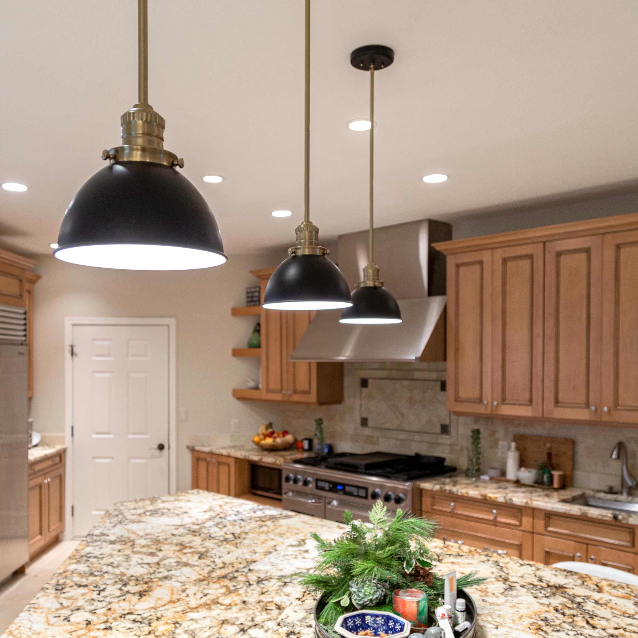 Design House Savannah Rustic Farmhouse Pendant Light, Dimmable, Satin Gold, Matte Black Metal Shade, 8 in x 8 in x 57.63 in, 588327-BGD - Image 5