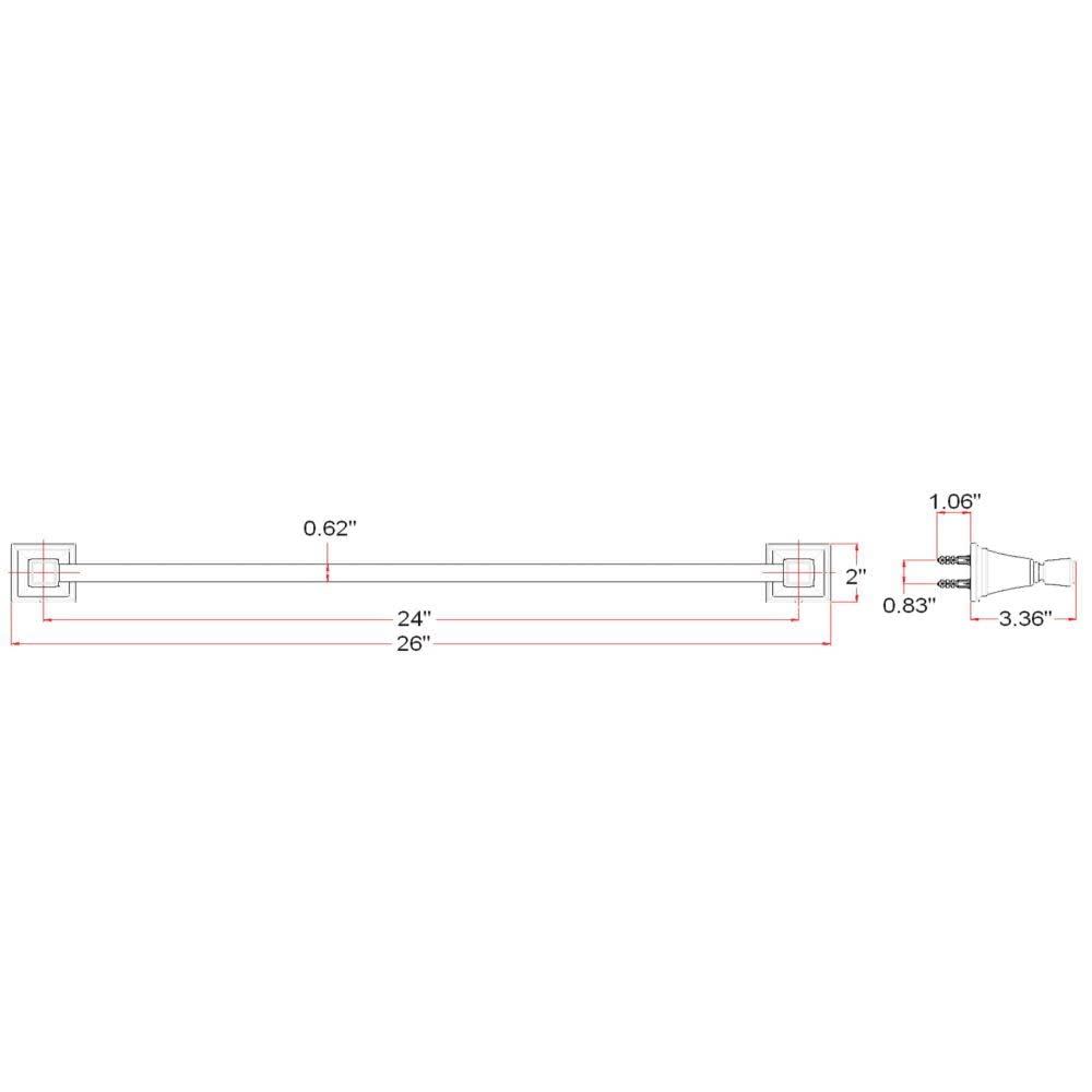 Design House Torino 24 inch Towel Bar in Satin Nickel - Image 3