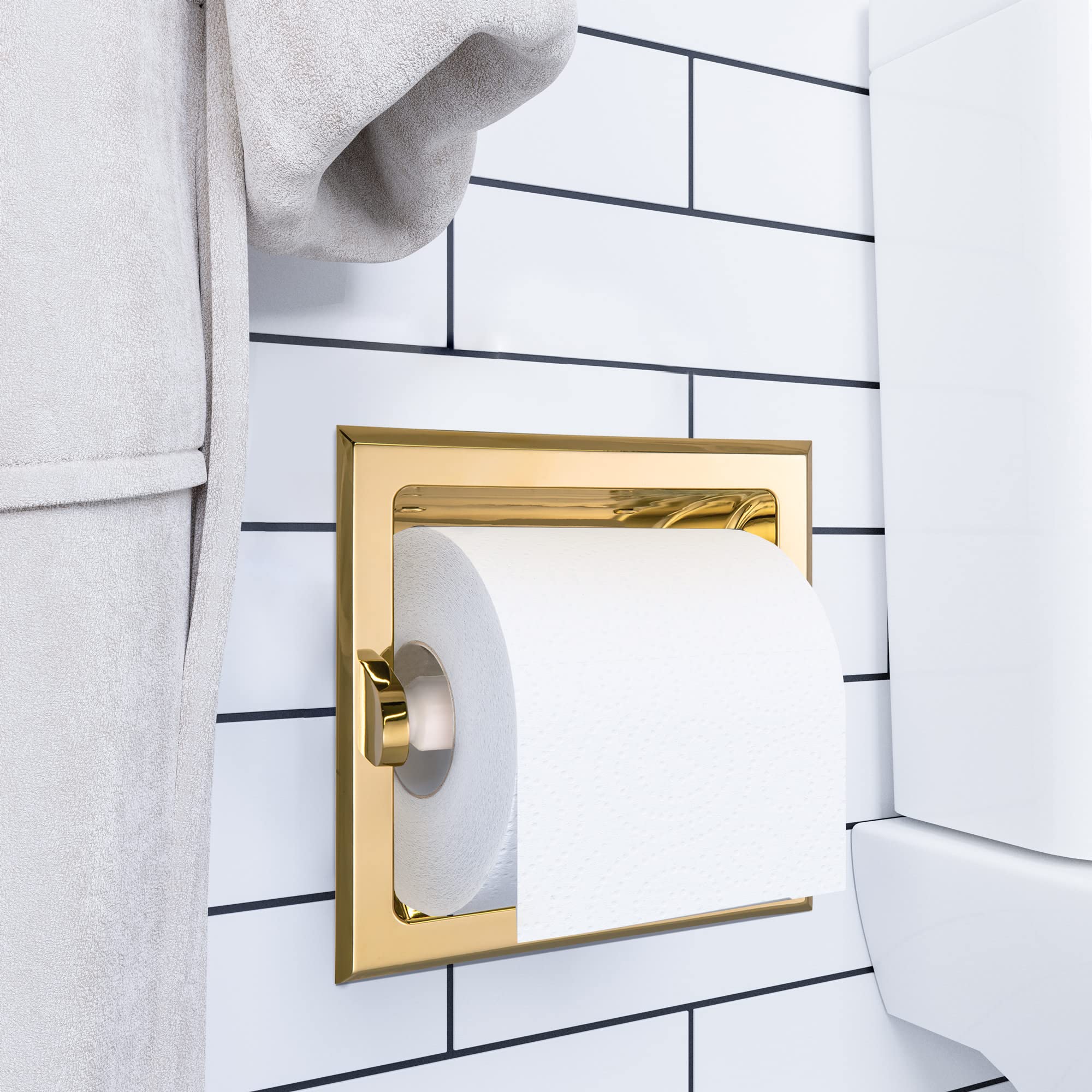 Millbridge Recessed Toilet Paper Holder in Polished Brass - Image 3
